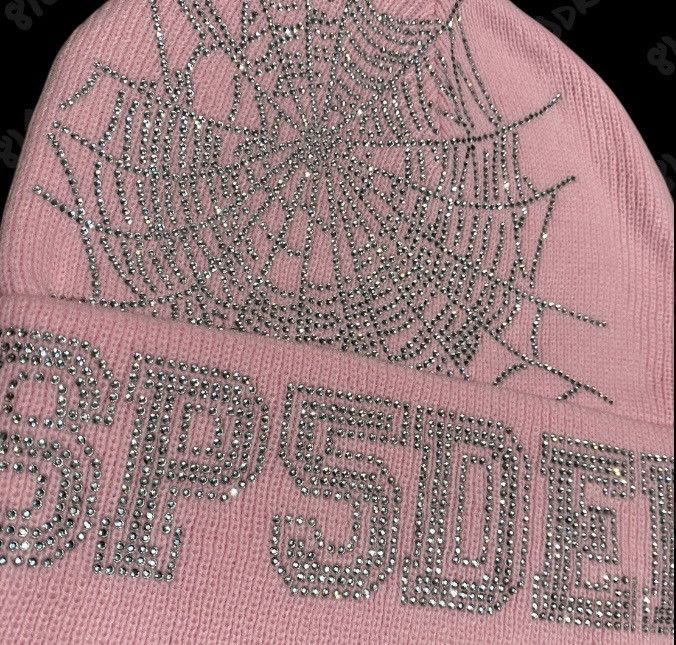 Sp5der Sp5der Rhinestone Web Beanie - Pink Size ONE SIZE - 4 Thumbnail