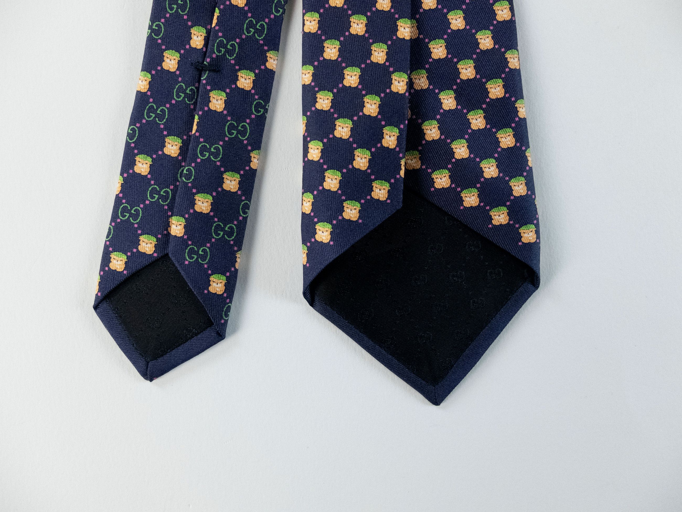Gucci GUCCI x PIKARAR navy blue interlocking GG & Kawaii silk tie Size ONE SIZE - 7 Thumbnail