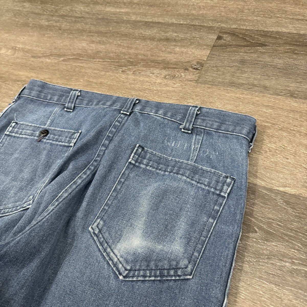 Japanese Brand Rare Vintage 1970s Navy Dungaree bell bottom pants Size 34" / US 12 / IT 48 - 6 Thumbnail