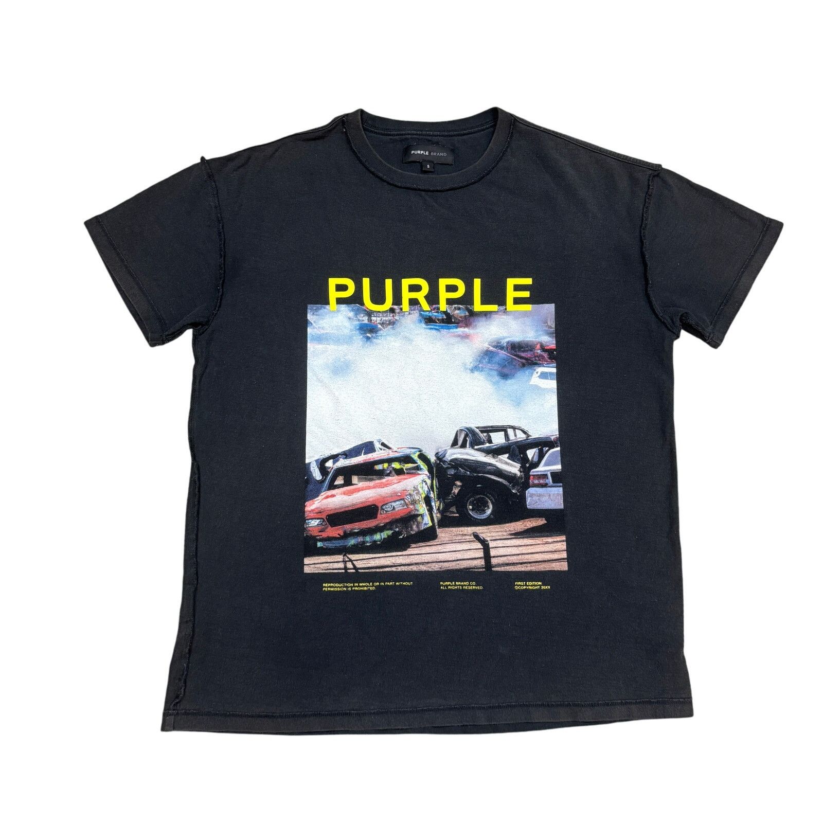 Purple Brand Purple Brand Textured Inside Out Graphic Car T Shirt Men's S Size US S / EU 44-46 / 1 - 1 Thumbnail