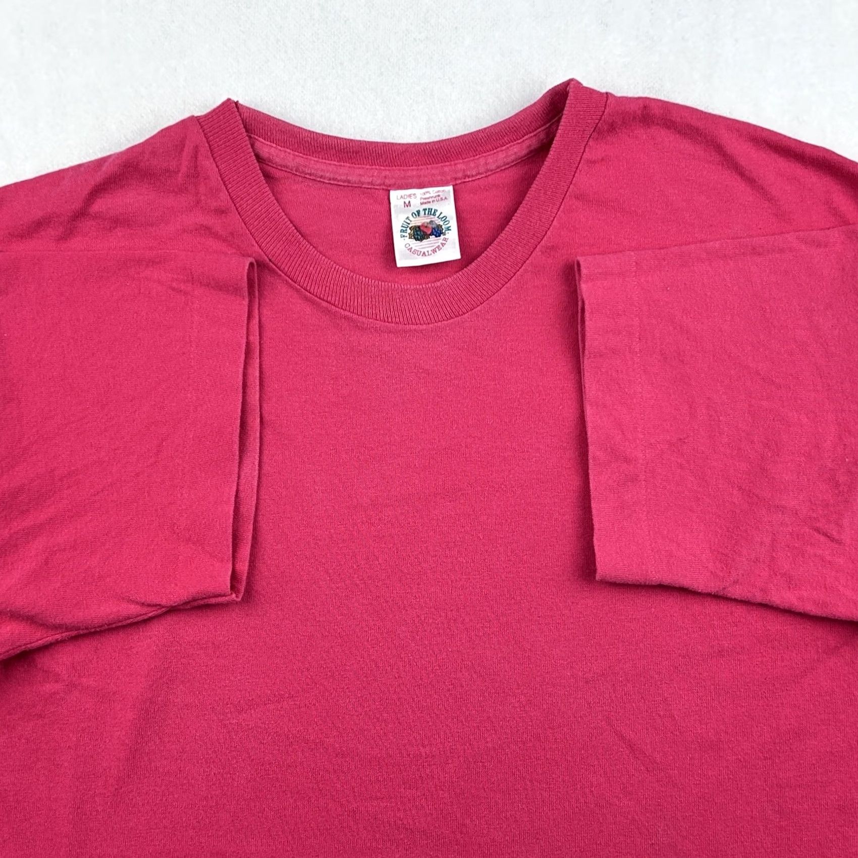 Fruit Of The Loom VINTAGE Fruit of the Loom T-Shirt Pink XS-XL Ladies M Short Sleeve Crew Neck Cotton 80s 90s Vintage Shirt Womens (adjust to original title words only) Size US M / EU 48-50 / 2 - 7 Thumbnail