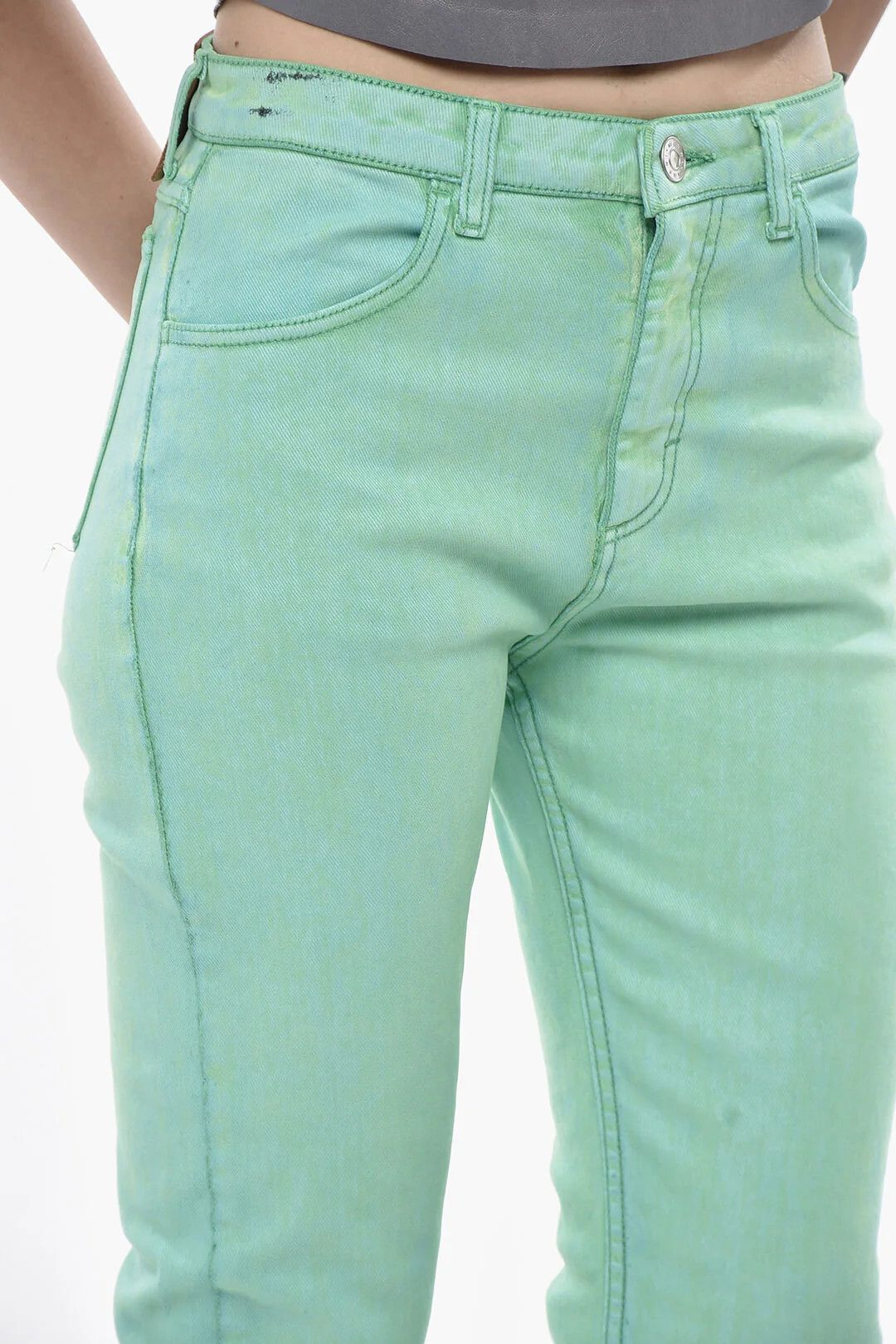 Marni og1mm0326 Coated Cotton Bootcut Pant in Green Size 27" / US 4 / IT 40 - 3 Thumbnail