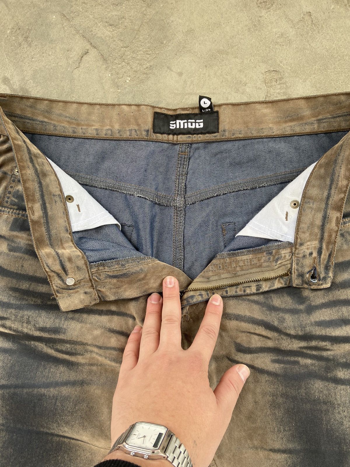 If Six Was Nine × Japanese Brand Vintage Y2K Faded Waxed Jeans Size US 34 / EU 50 - 15 Thumbnail