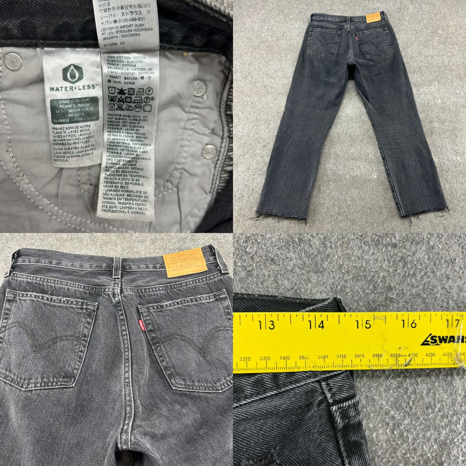 Levi's VINTAGE Levi's Wedgie Jeans Womens 27 Black Straight Premium 501 Stretch Denim Distressed 80s 90s Retro Womens Size 27" / US 4 / IT 40 - 10 Thumbnail