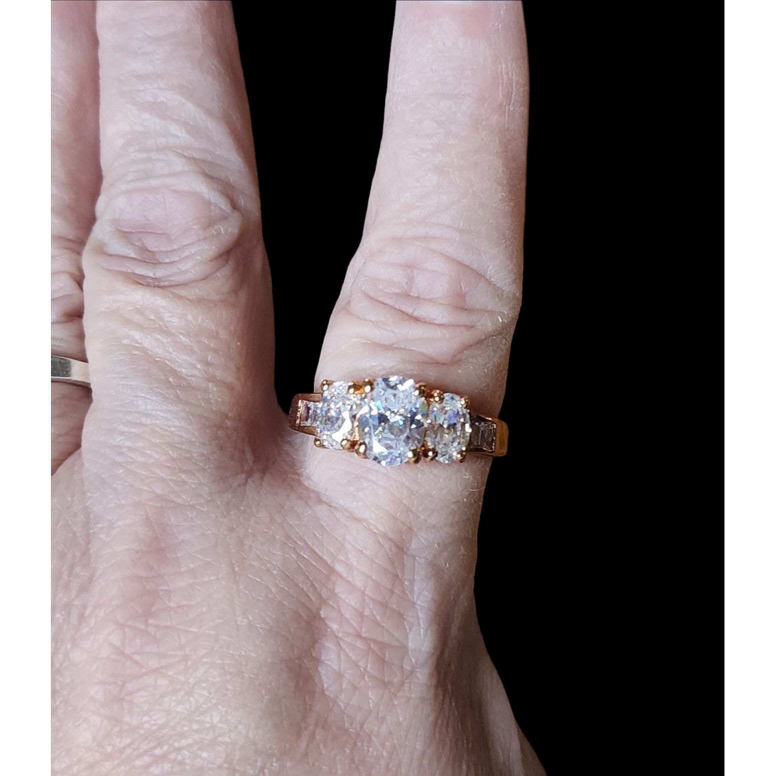 Other NEW KAS Oval Baguette CZ Size 8.5 Ring 14k Gold Plated Size ONE SIZE - 7 Thumbnail