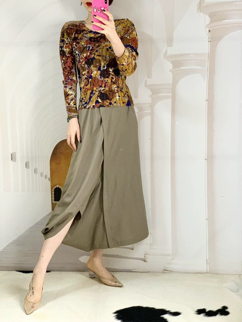 Issey Miyake Issey Miyake Ink-splashed pleated top Size L / US 10 / IT 46 - 2 Thumbnail