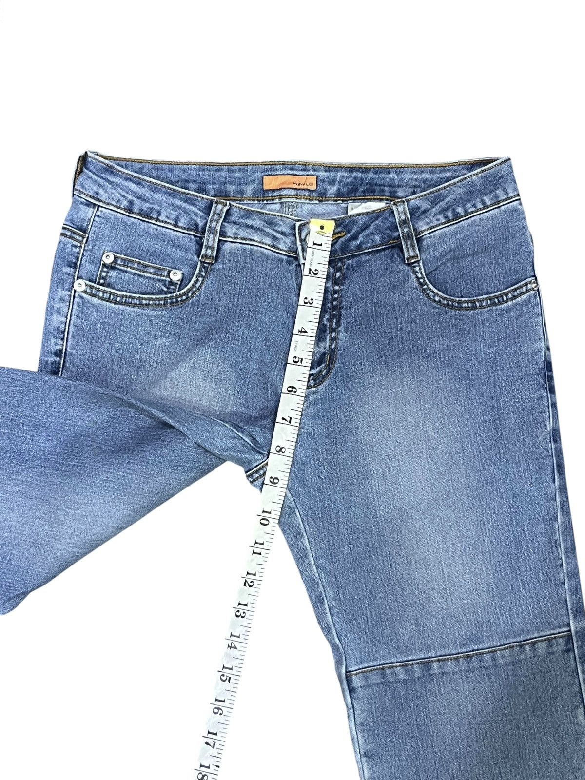 Know Wave Wave List Patchwork Stretch Flare Jeans (W28) Rare Designer Size 28" / US 6 / IT 42 - 8 Thumbnail