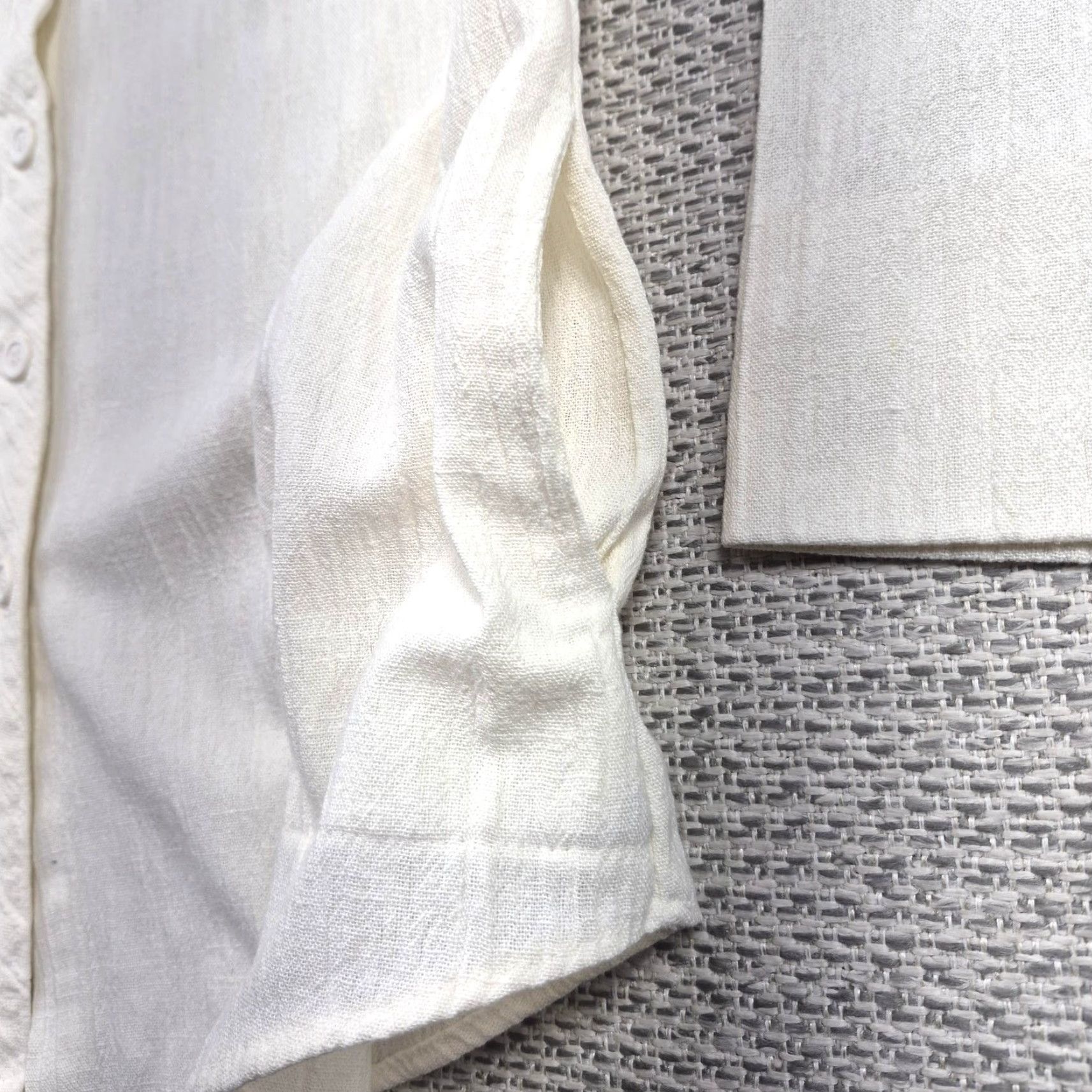 Penn VTG J.C. Penney Button-Up Shirt Womens Medium 3/4 Sleeve White Collared Knit Cotton Blend Casual Vintage Basic Size M / US 6-8 / IT 42-44 - 4 Thumbnail