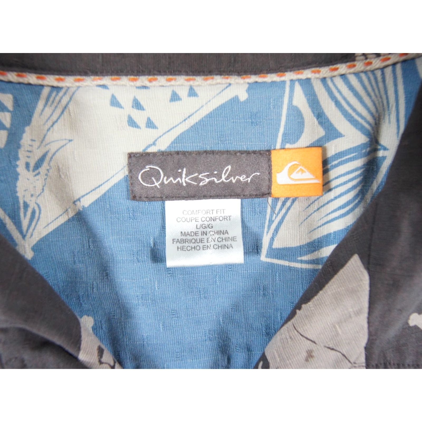 Quiksilver VINTAGE Quiksilver Men’s Hawaiian Shirt Short Sleeve Button Up Classic Cotton Silk Gray L Size US L / EU 52-54 / 3 - 6 Thumbnail
