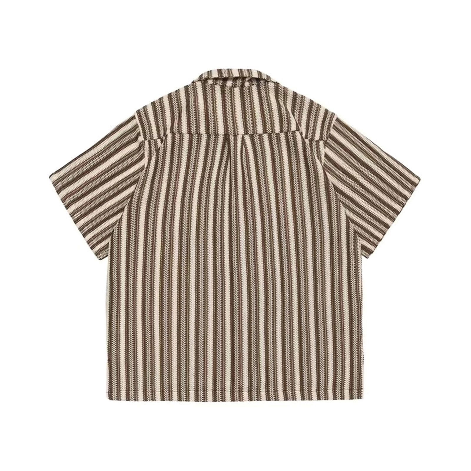 Other Stylish Brown Striped Short Sleeve Shirt Size US XL / EU 56 / 4 - 2 Thumbnail