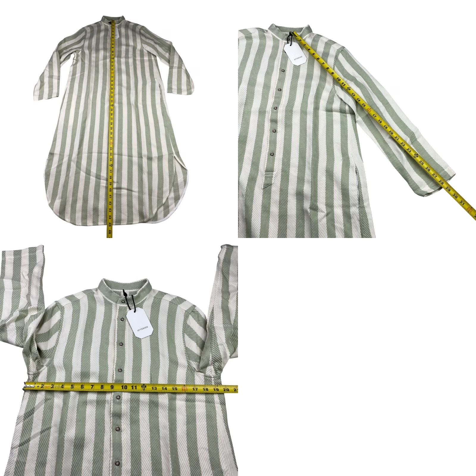 Vintage VINTAGE Attersee Caftan Tunic Dress Cypress Stripe Herringbone XS Green NI? Size XS / US 0-2 / IT 36-38 - 8 Thumbnail