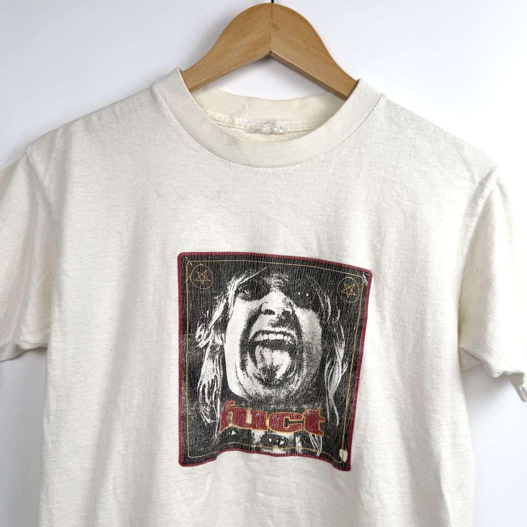 FUCT VINTAGE FUCT Shirt White 1990s Graphic Tee Men M Oxiclean Cracking Grunge Ozzy Osbourne Size Medium Size US M / EU 48-50 / 2 - 2 Thumbnail