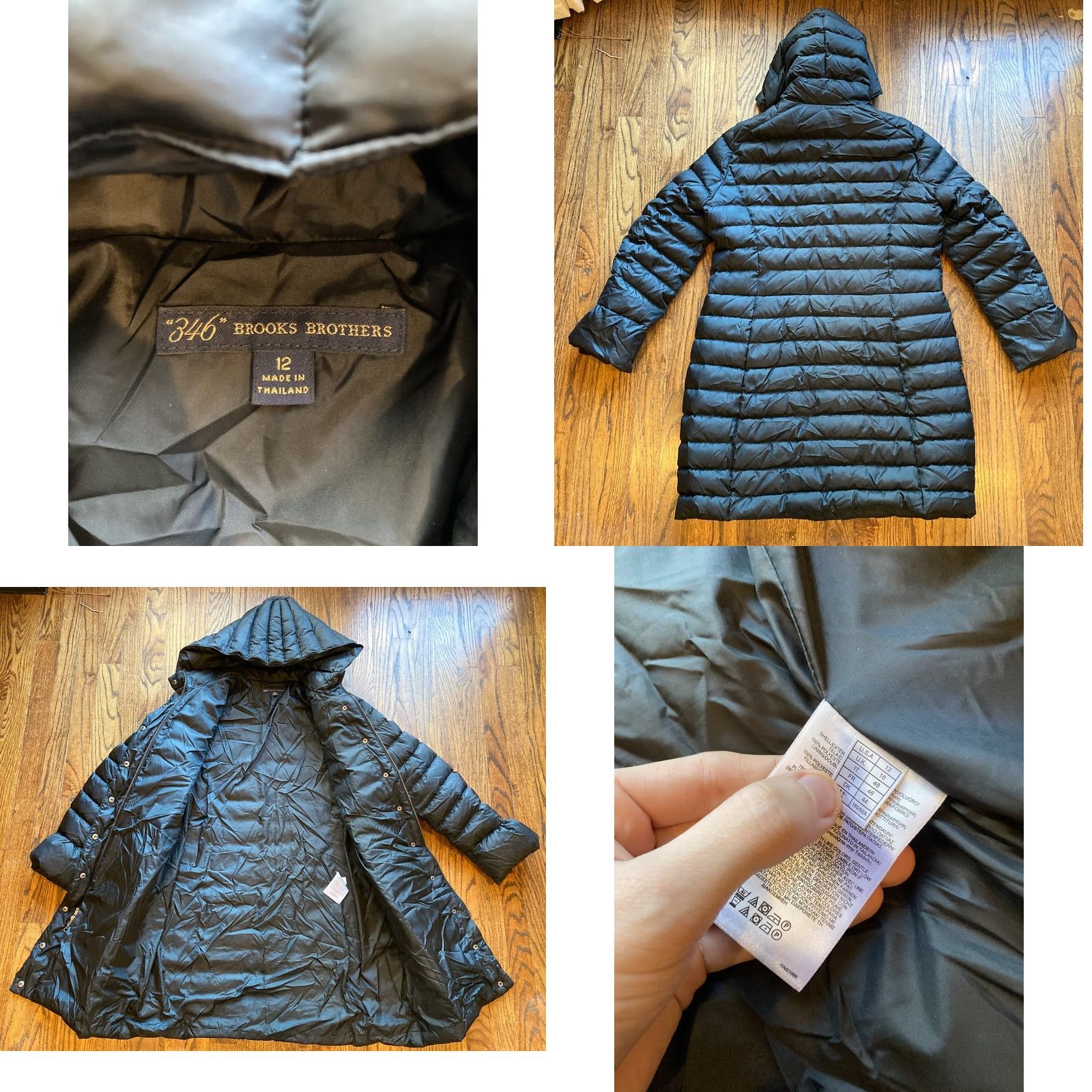 Brooks Brothers Brooks Brothers Parka Jacket Hooded Duck Down Black Womens Size 12 Puffer Size XL / US 12-14 / IT 48-50 - 8 Thumbnail