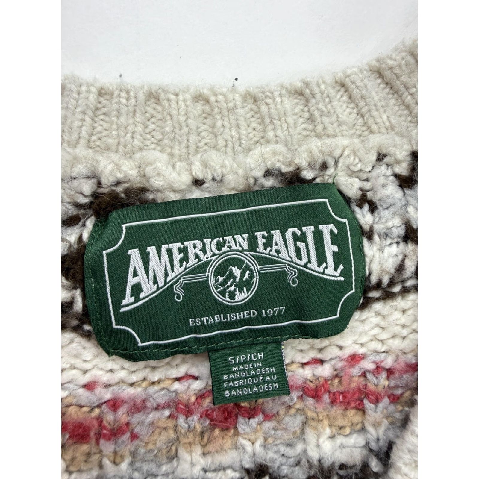 American Eagle Outfitters American Eagle Outfitters Cardigan Sweater Womens Small Gray Fair Isle Cropped V-Neck Knit Size S / US 4 / IT 40 - 5 Thumbnail