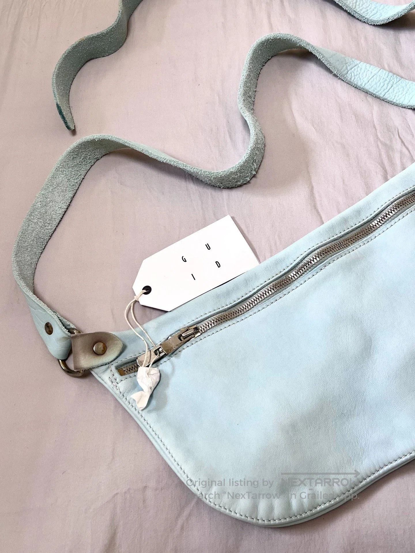 Guidi Guidi Q10 Glacier Blue Distressed Horse Leather Crossbody. Size ONE SIZE - 7 Thumbnail