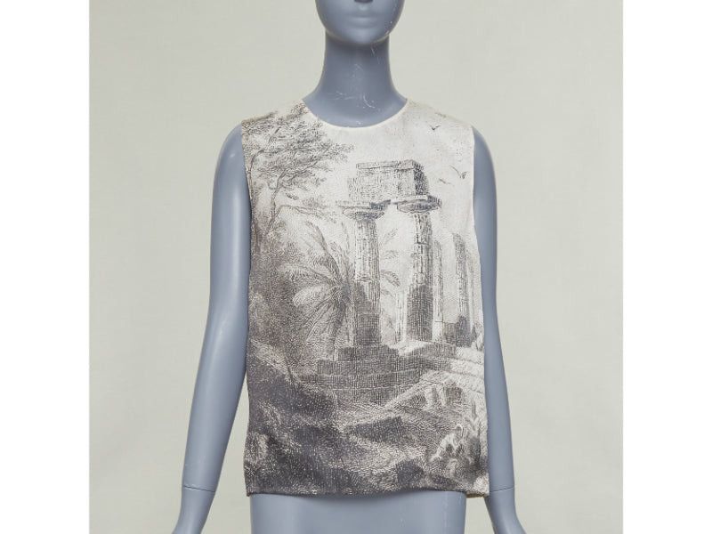 Dolce & Gabbana DOLCE GABBANA 2014 100% silk Greek Temple Ruins print sleeveless top IT40 S Size S / US 4 / IT 40 - 1 Thumbnail