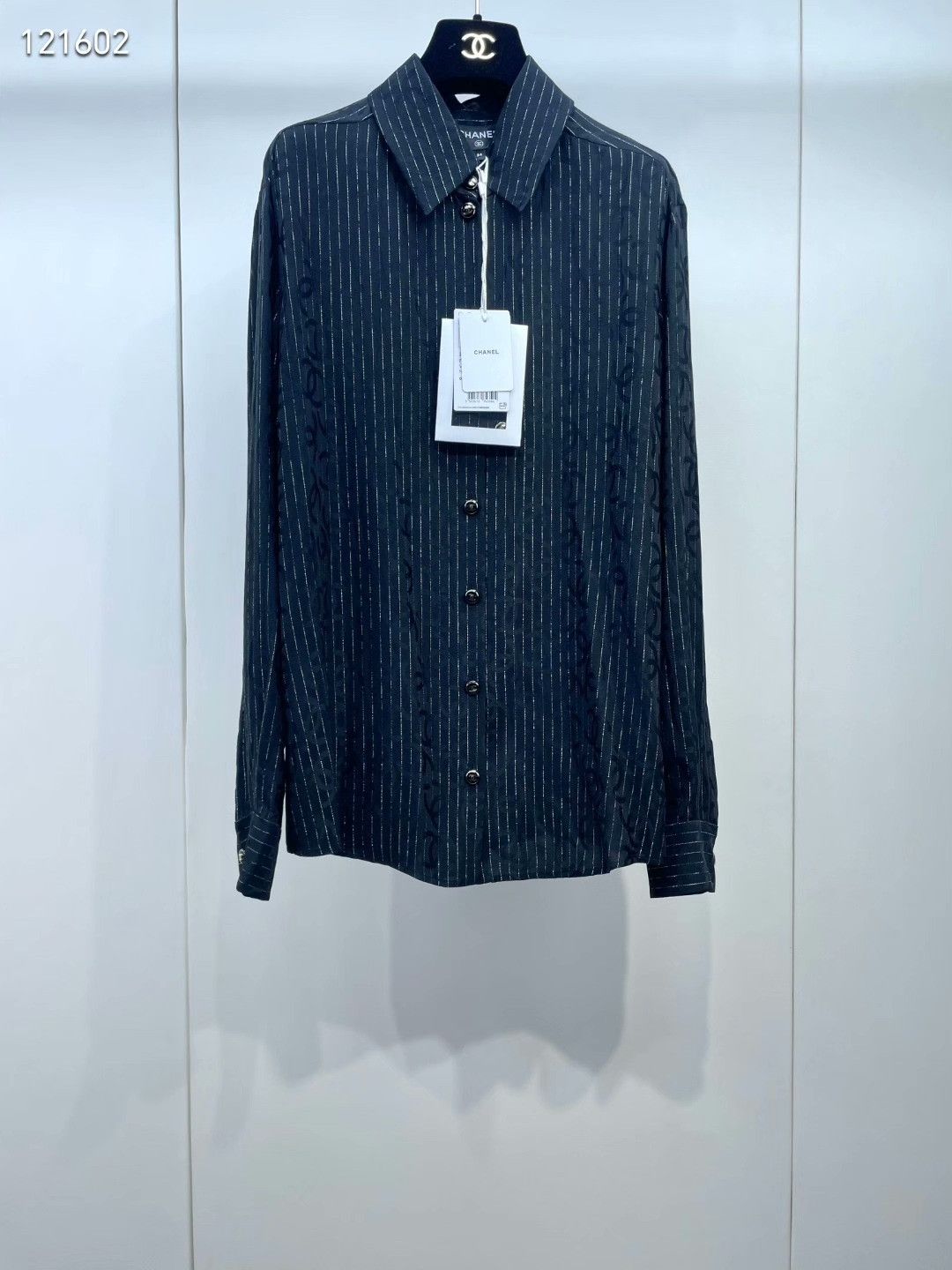 Chanel Chanel Black Striped Silk Shirt Size XXS / US 00 / IT 34 - 1 Thumbnail