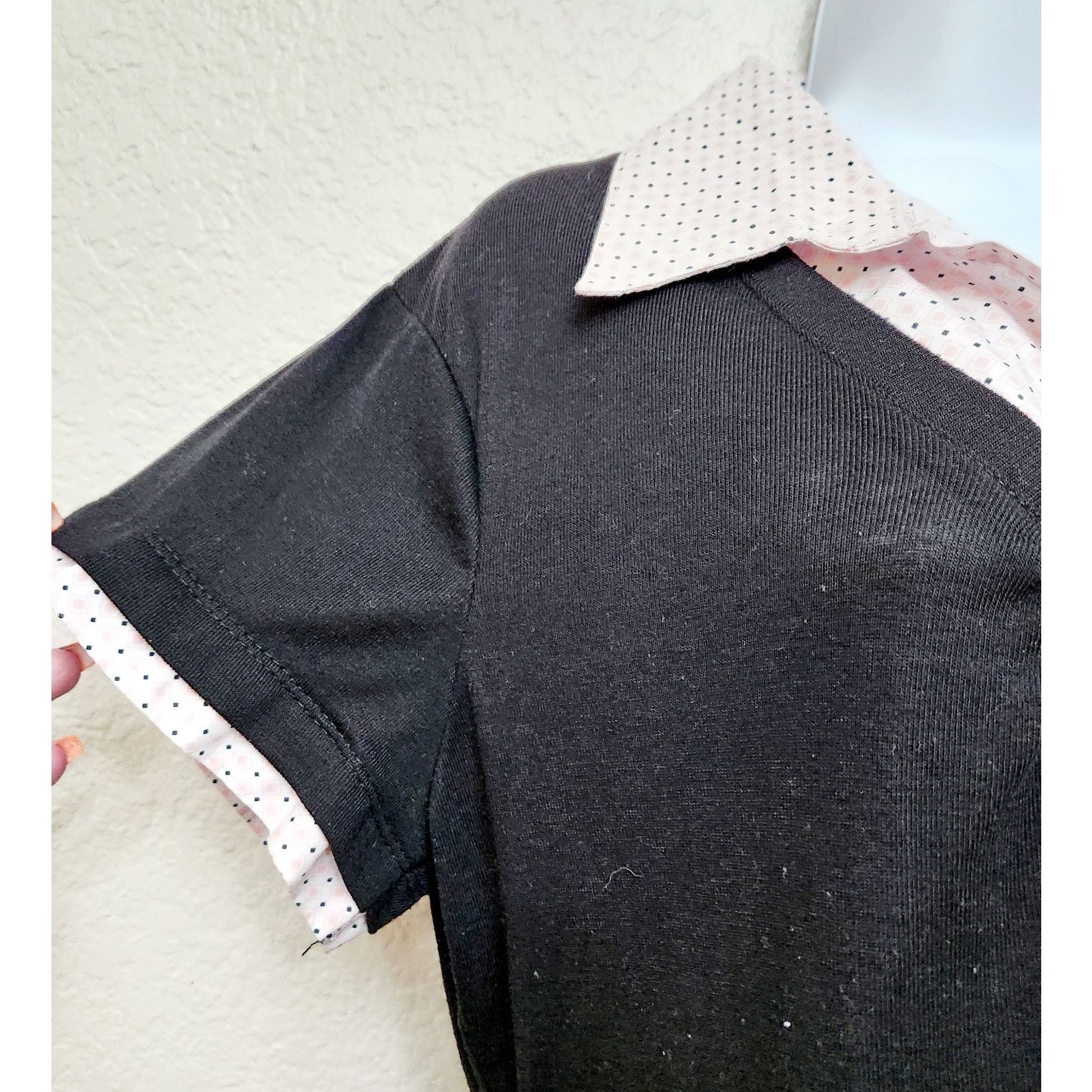 Other Paris Blues Black Pink Polka Dot Layered Collard Top 1X Plus Size XXL / US 16-18 / IT 52-54 - 3 Thumbnail