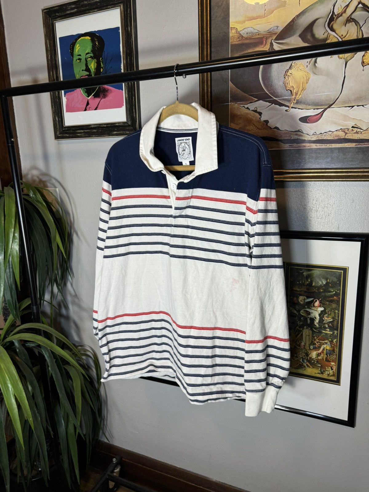Lands' End × Vintage Vintage Lands End Striped Rugby Size US XL / EU 56 / 4 - 3 Thumbnail
