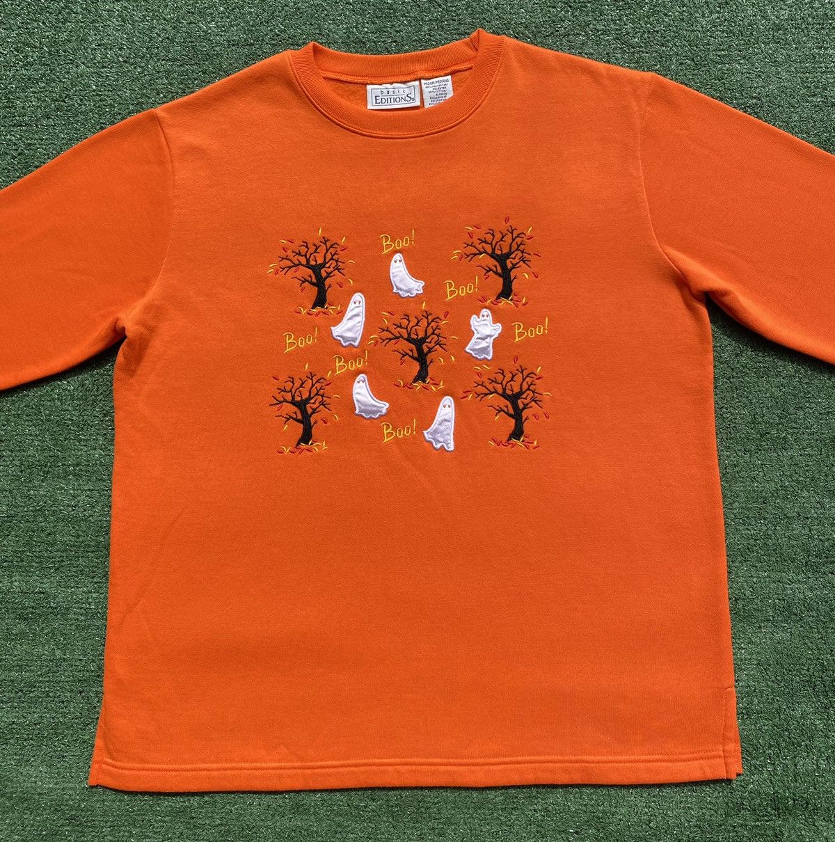 Basic Editions VTG 90’s Halloween Ghost Tree Sweatshirt Women’s SZ Large Size L / US 10 / IT 46 - 3 Thumbnail