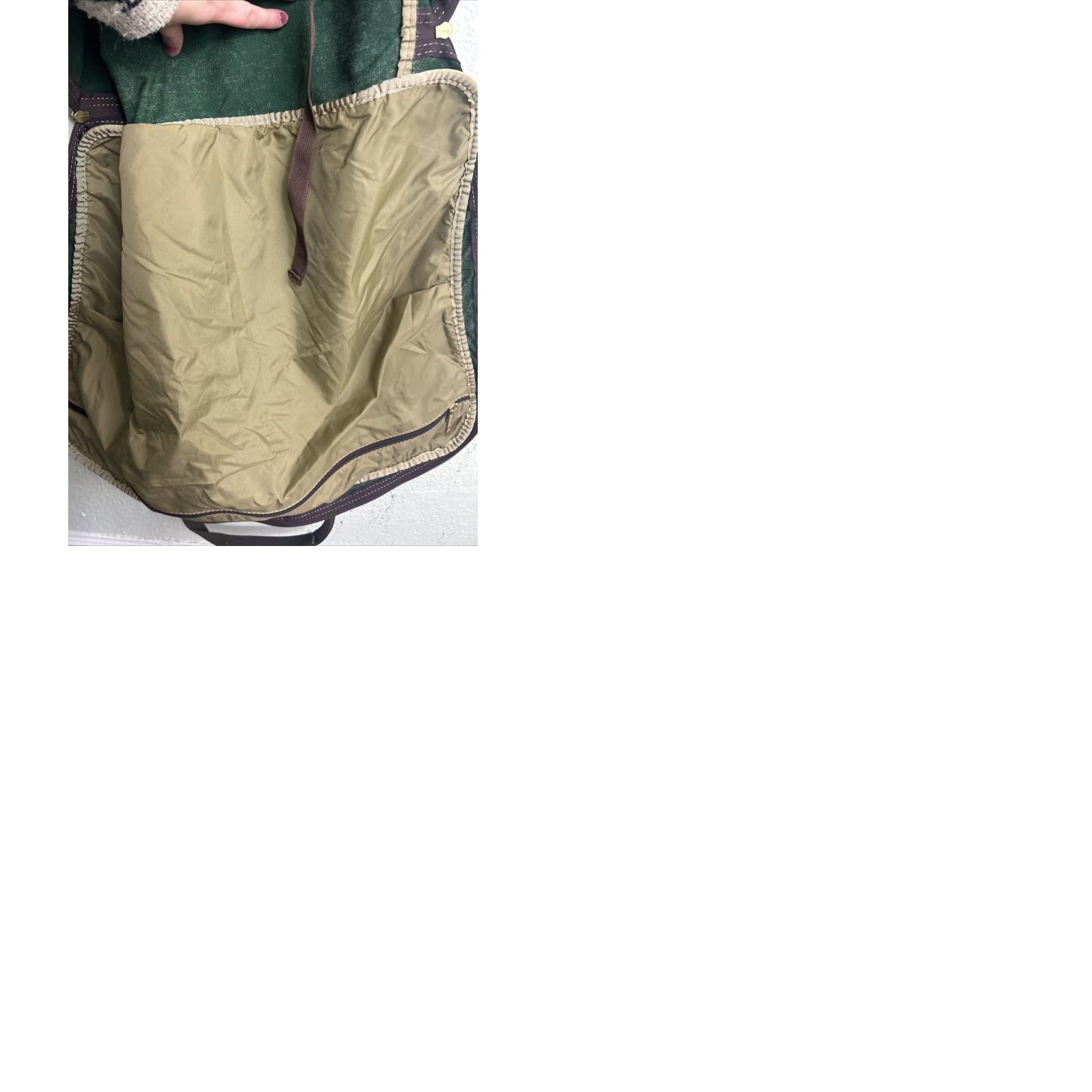 Vintage VINTAGE L.L. Bean Bag Duffel Travel Carry On 23"x16"x7" Green Leather Canvas Maroon Brass Hardware Womens Men’s Travel Bag Size ONE SIZE - 12 Thumbnail