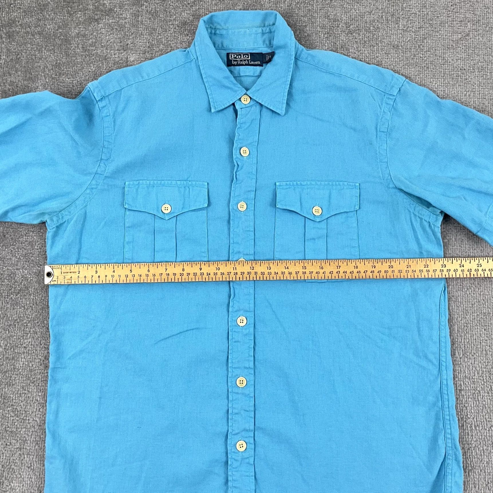 Polo Ralph Lauren Polo Ralph Lauren Shirt Mens L Blue Linen Cotton Blend Button-Up Pockets Size US L / EU 52-54 / 3 - 5 Thumbnail