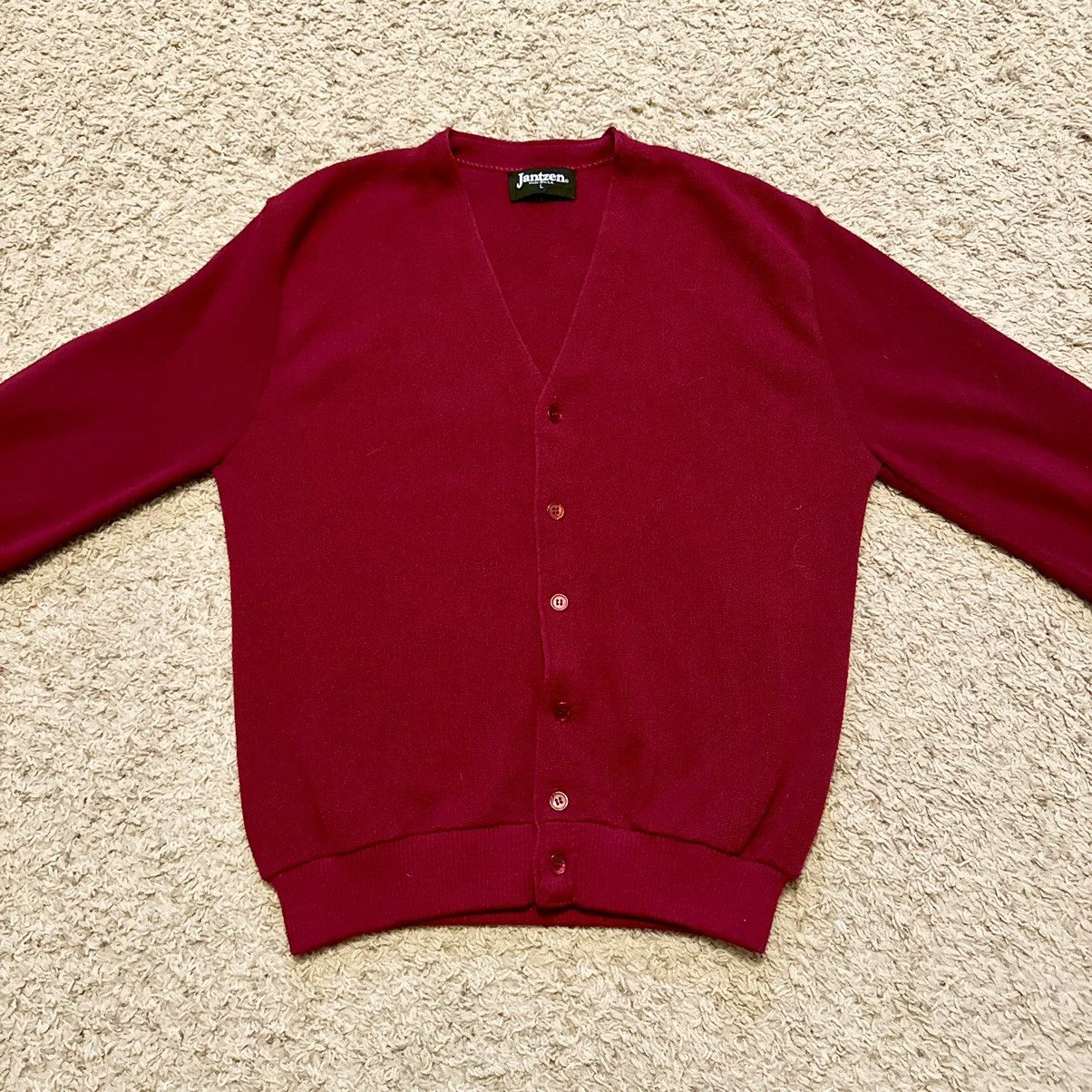 Jantzen VINTAGE 70s BURGUNDY CARDIGAN! Size US L / EU 52-54 / 3 - 4 Thumbnail