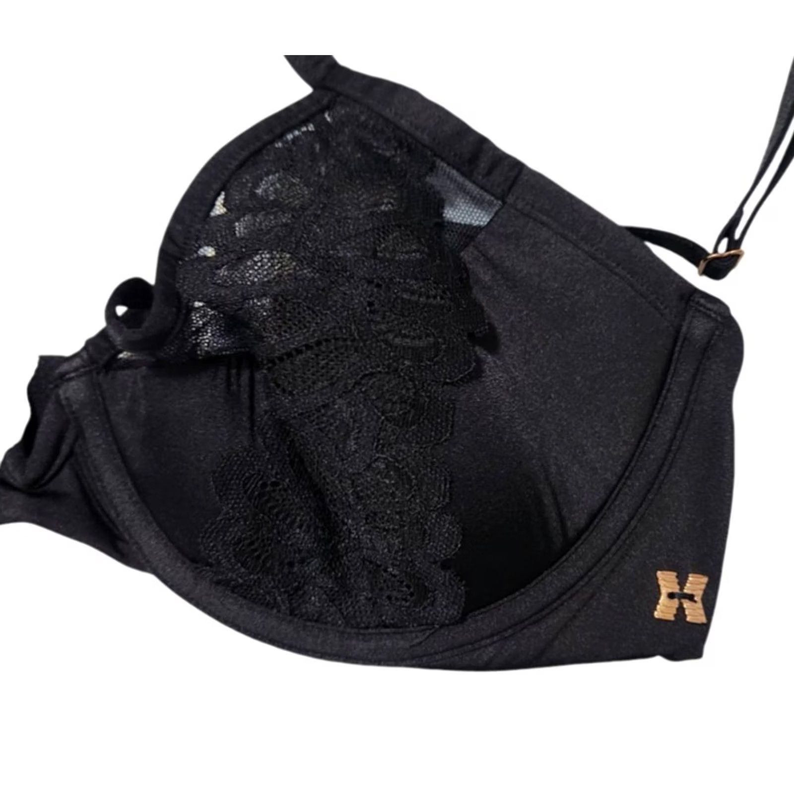 Vintage Savage X Fenty Womens 34C Bra Lace Half Cup Underwired Caviar Size ONE SIZE - 3 Thumbnail