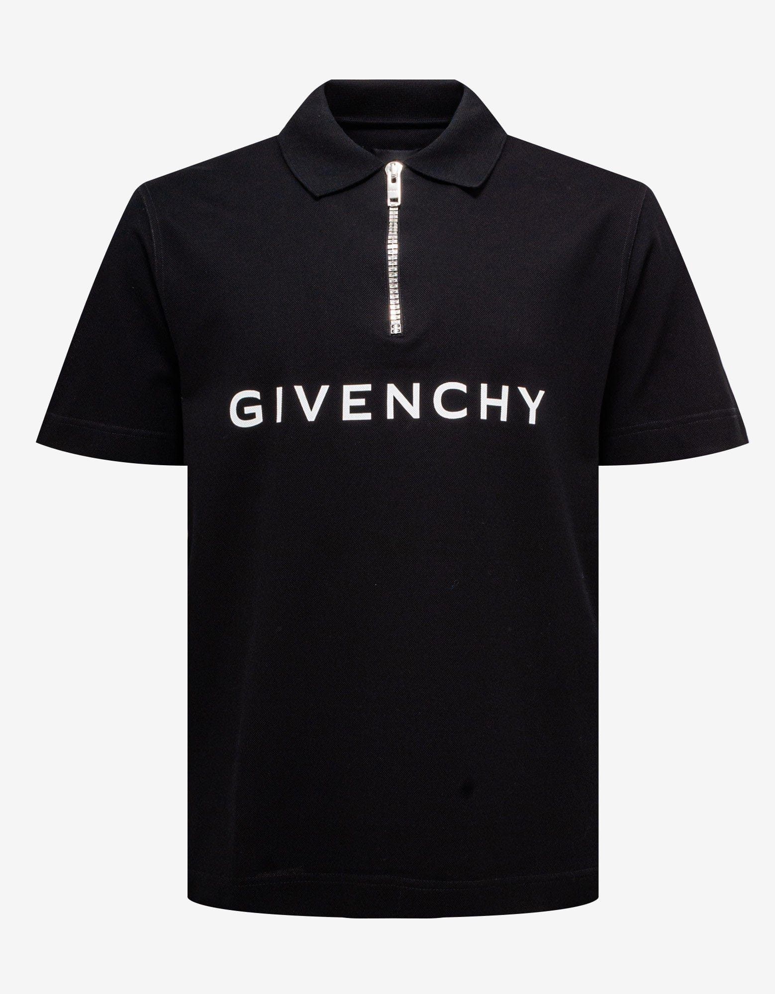 image of Givenchy Black Archetype Zipped Polo T-Shirt, Men's (Size XL)