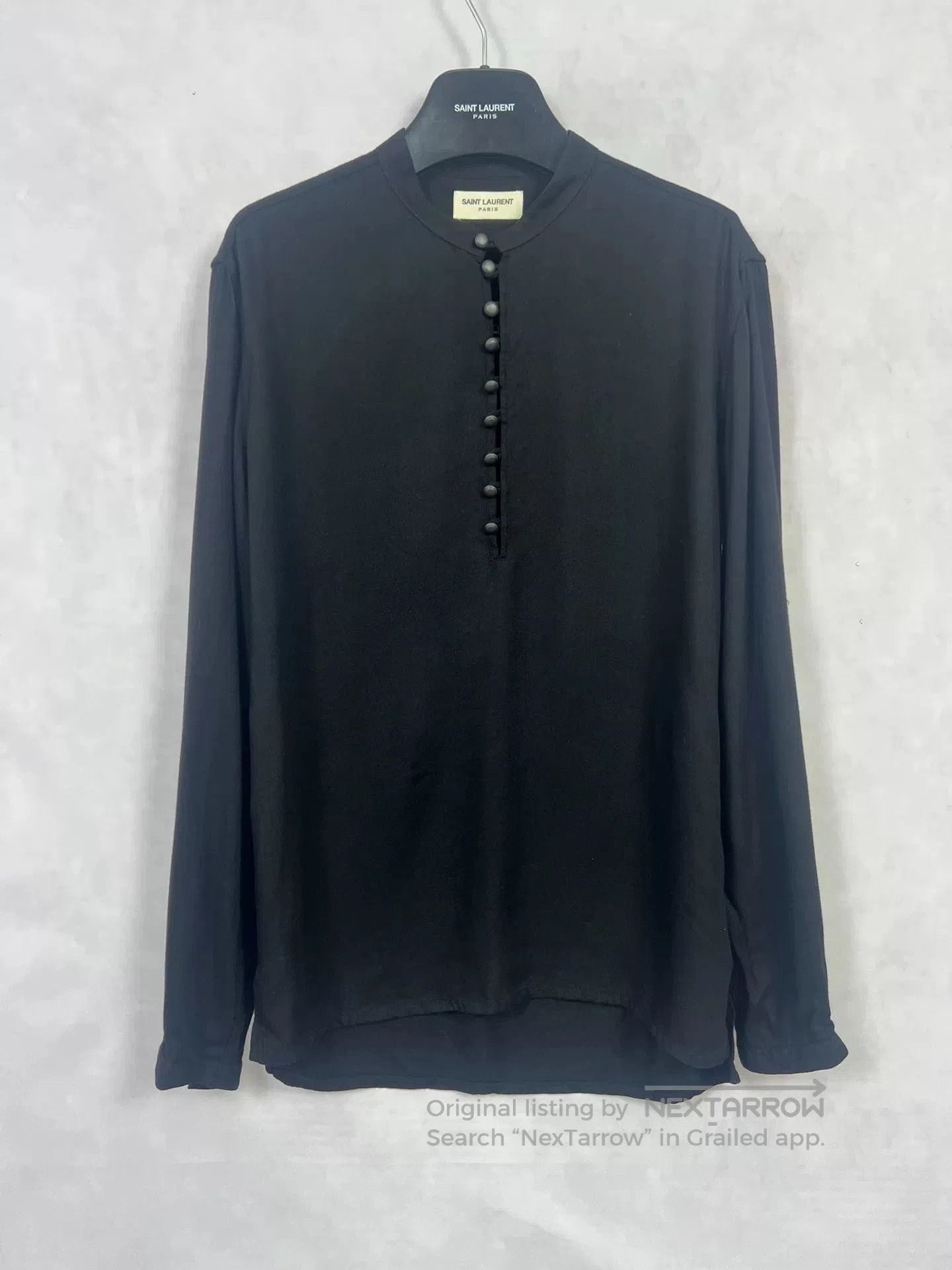 Saint Laurent Paris Saint Laurent Black Henley Neck Shirt. Size US S / EU 44-46 / 1 - 1 Thumbnail