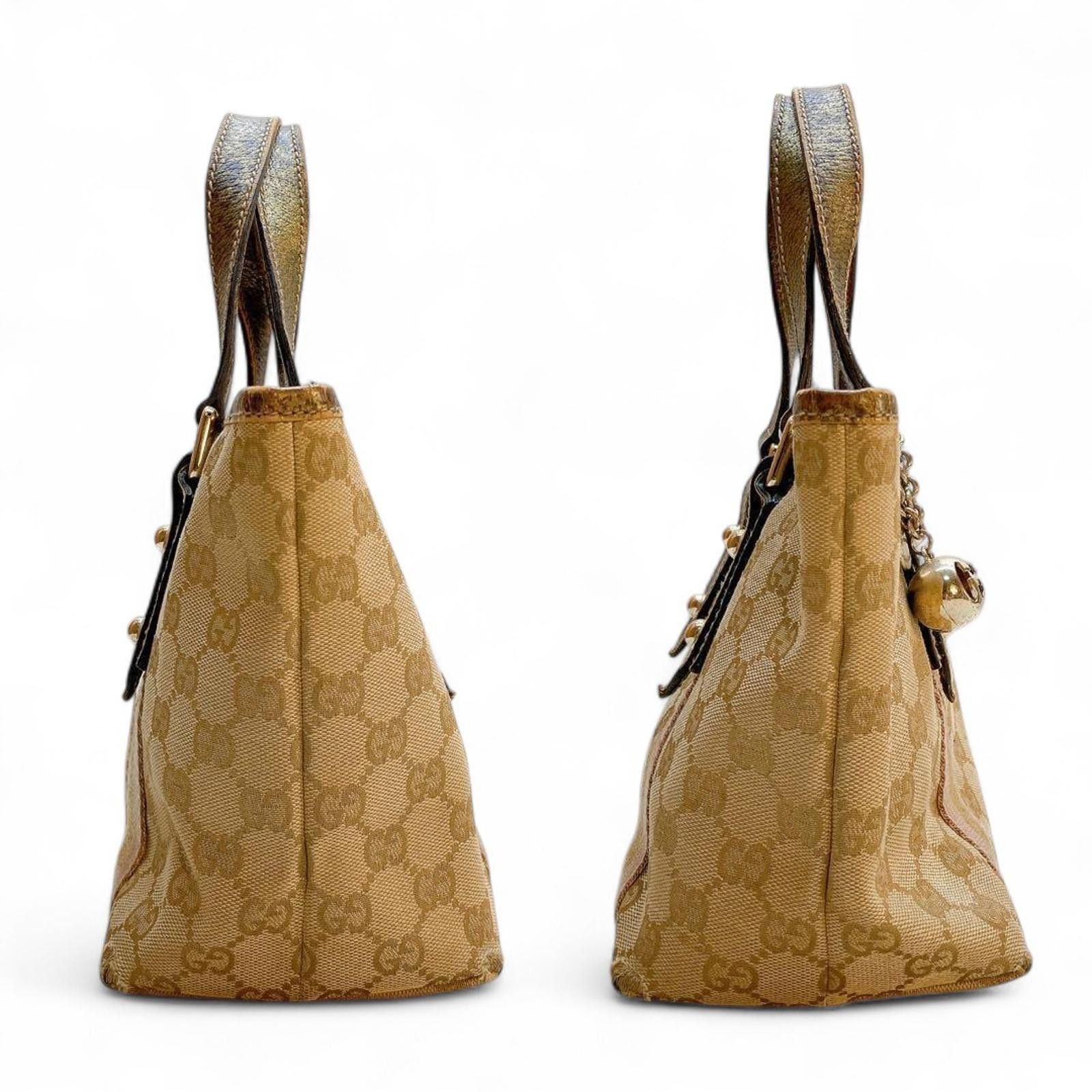 Gucci Gucci - Beige Monogram Canvas Handbag with Gold Accents Size ONE SIZE - 4 Thumbnail