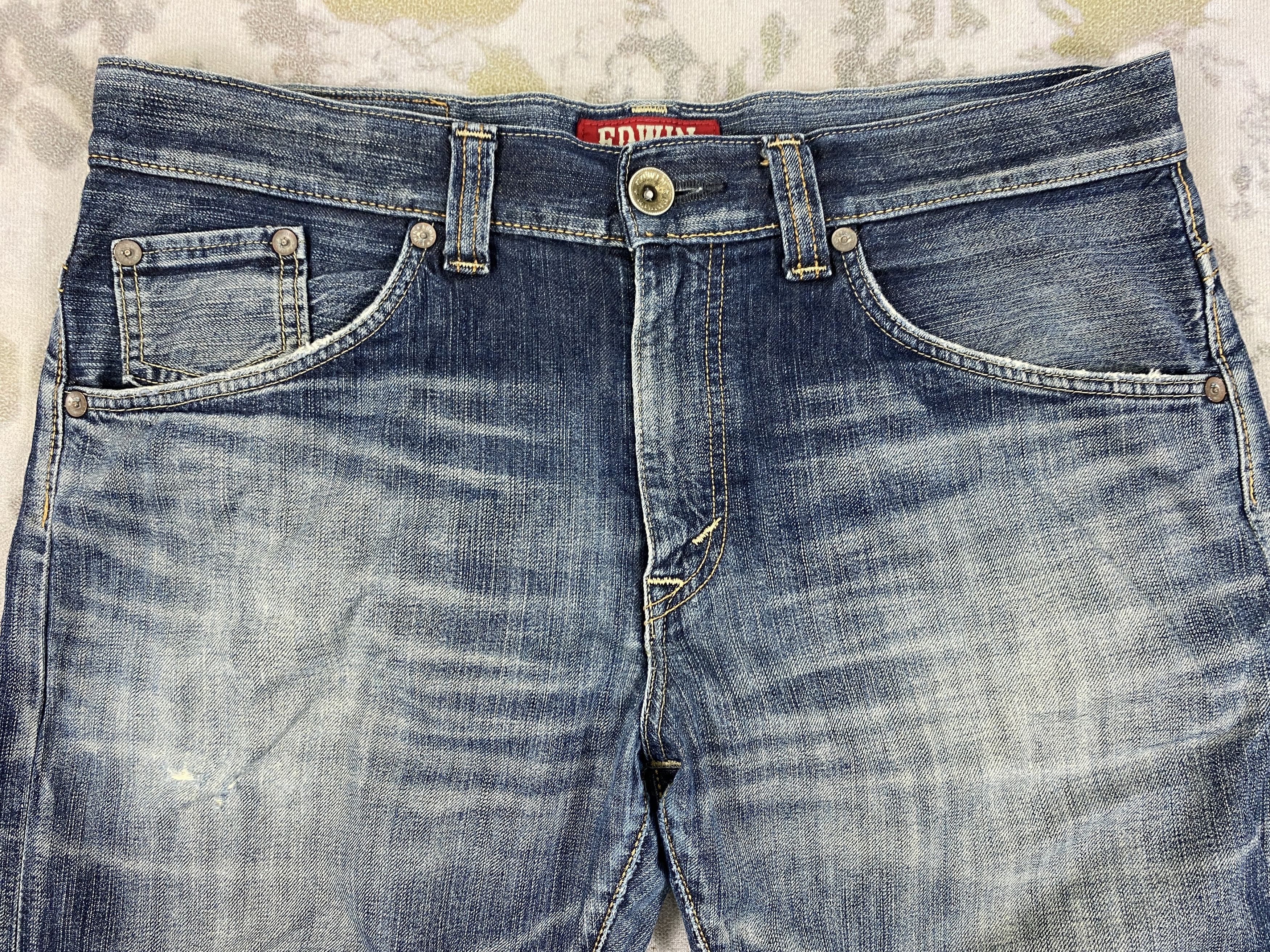 Japanese Brand Faded Blue Vintage Edwin Jeans 40x33.5 Denim- JN3654 Size US 40 / EU 56 - 3 Thumbnail
