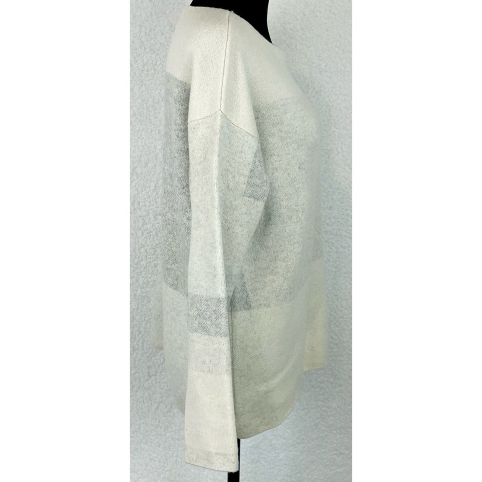 Vince VINCE • Cream/Grey Wool-Cashmere Oversized Knit Sweater Size XS / US 0-2 / IT 36-38 - 8 Thumbnail