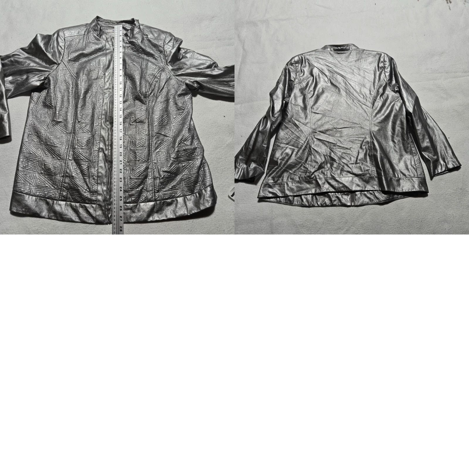 Vintage TANJAY Jacket Coat Perforated Full Zip Long Sleeve Adult Women Large Silver Size L / US 10 / IT 46 - 8 Thumbnail