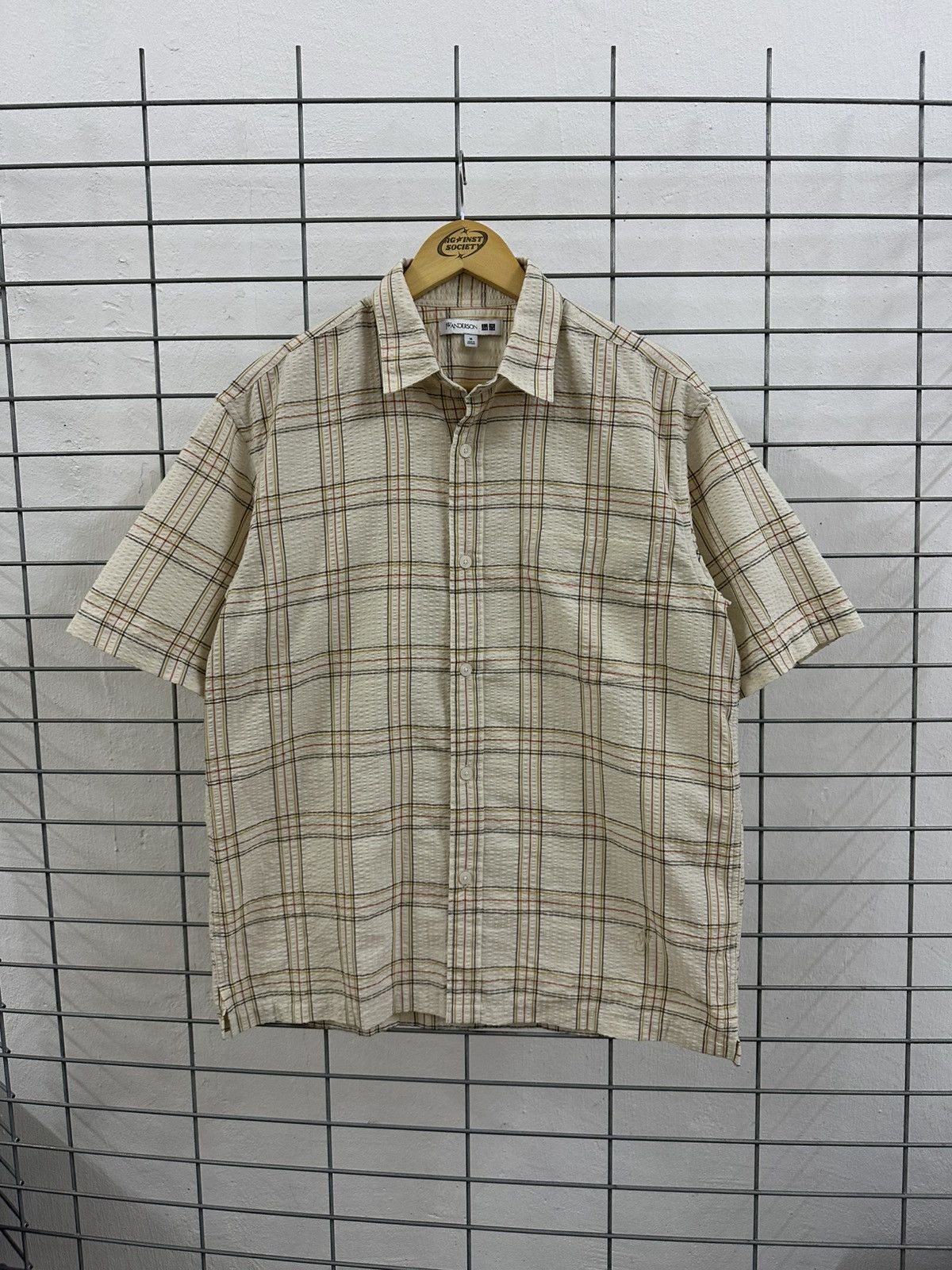 JW Anderson × Uniqlo Rare Beautiful JW Anderson Uniqlo Casual Check Beige Shirt Size US M / EU 48-50 / 2 - 1 Thumbnail