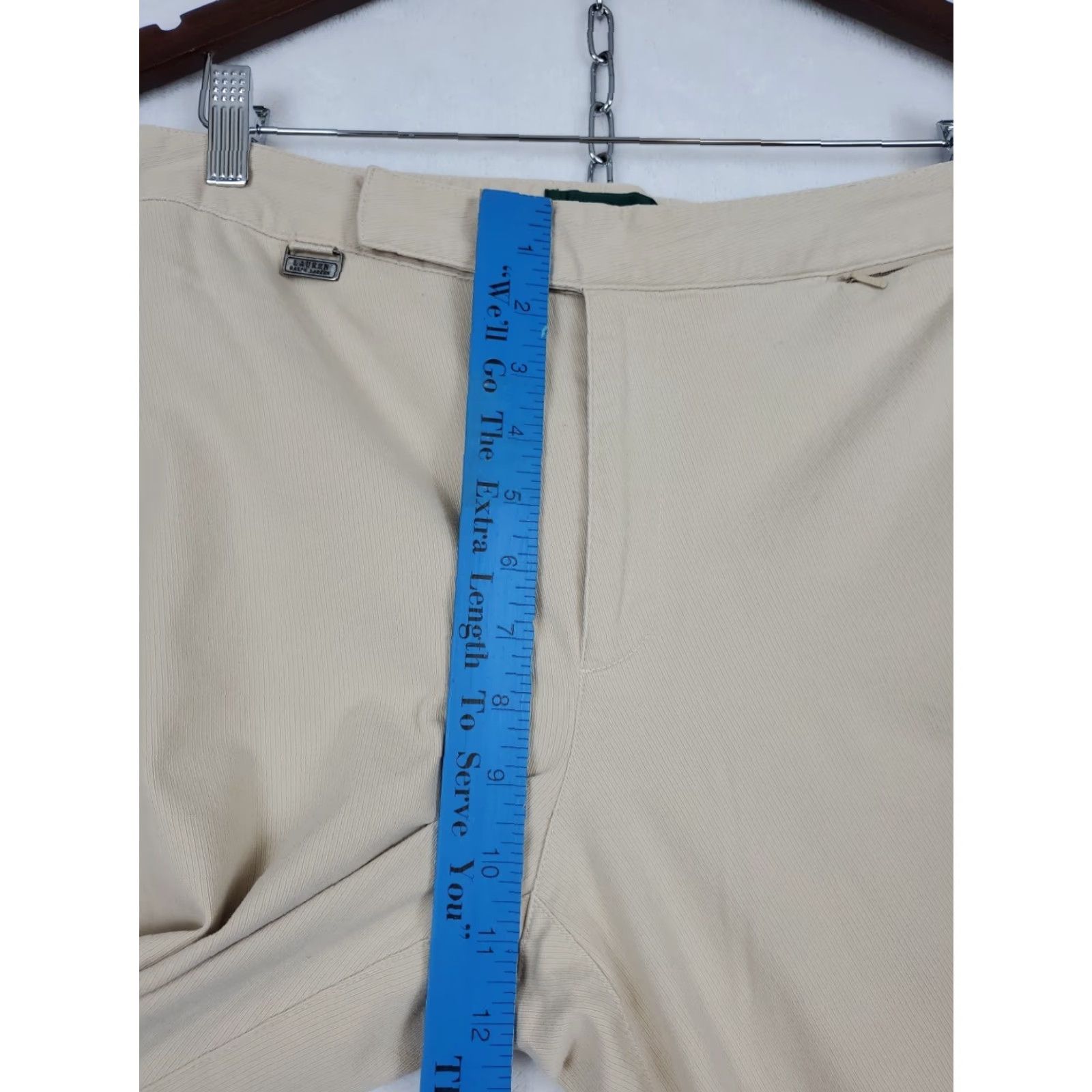 Ralph Lauren VINTAGE? No. Ralph Lauren LRL Straight Wide Leg Dress Pants Tan Brown Women 12 Cotton Knit Zipper Flat Front Regular Rise Medium? Size 34" / US 12 / IT 48 - 7 Thumbnail