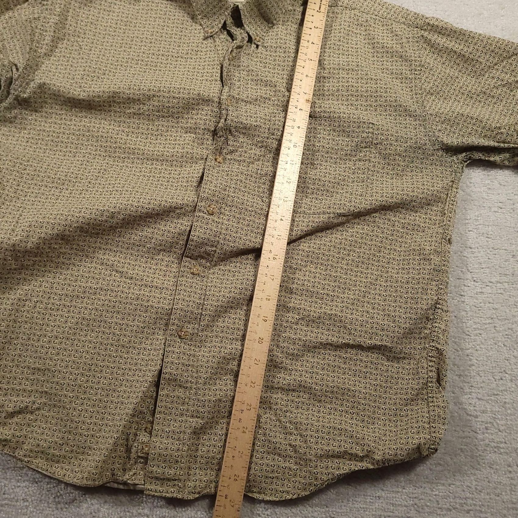 Vintage Natural Issue Shirt Mens L Green Geometric Button-Down Short Sleeve Cotton Size US L / EU 52-54 / 3 - 6 Thumbnail