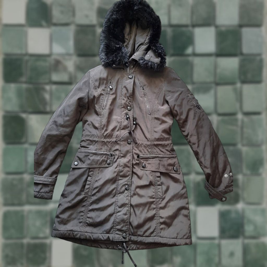 Vintage Laundry by Shelli Segal Hooded Long Winter Jacket Coat Womens XS Brown Faux Fur Full Zip Size XS / US 0-2 / IT 36-38 - 1 Thumbnail