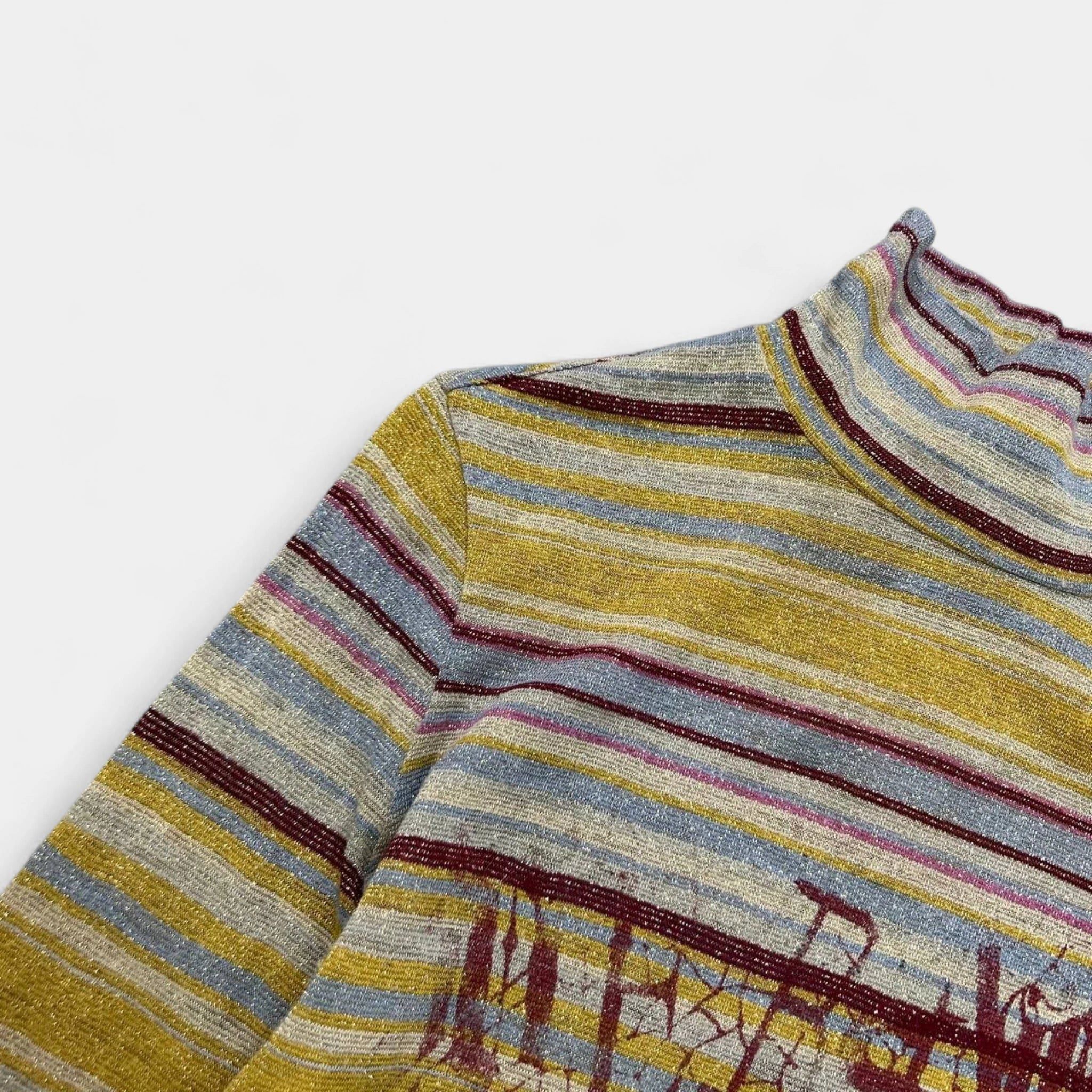 Versace Versace 1990s Glitter Effect Striped Long Sleeve Turtleneck Size US M / EU 48-50 / 2 - 3 Thumbnail