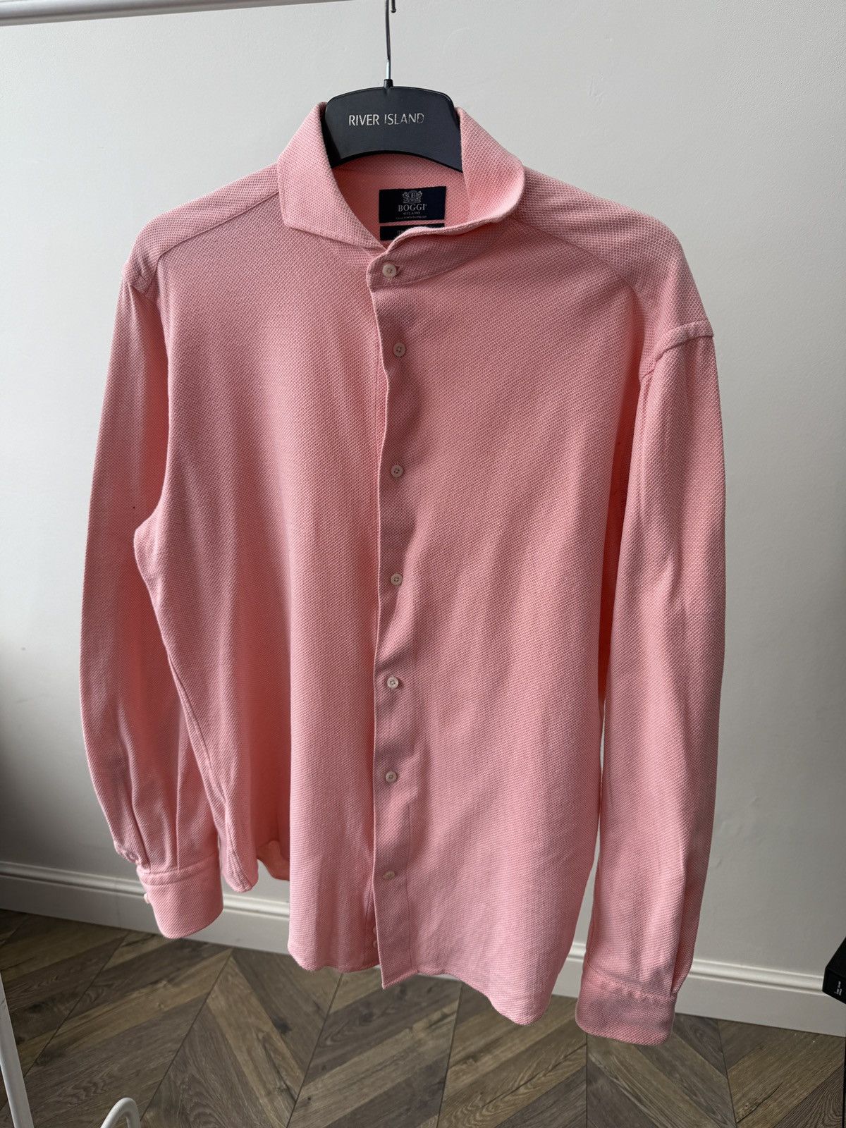 Boggi Vintage Boggi Milano Shirt Pink Textured Cotton Button Up Size US L / EU 52-54 / 3 - 3 Thumbnail