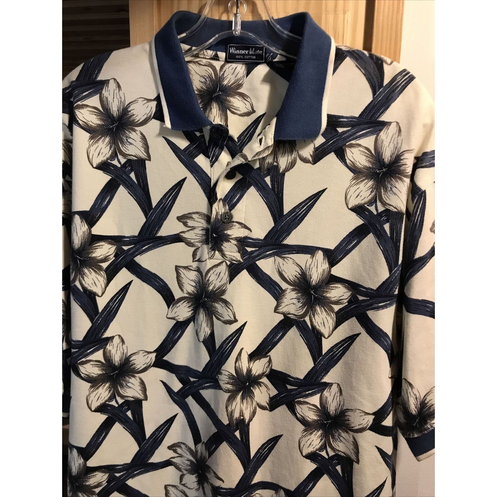 Other Winner Mate Vintage Men’s M Beige Blue SS Cotton Polo Shirt Size US M / EU 48-50 / 2 - 7 Thumbnail