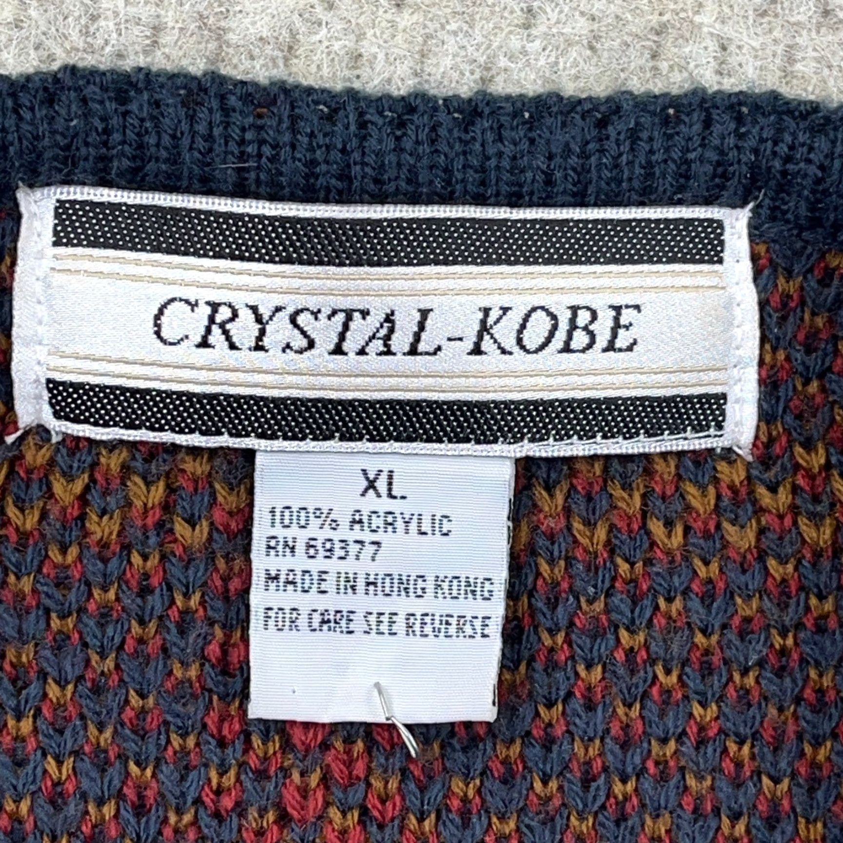 Vintage VINTAGE Crystal Kobe Cardigan Sweater Women XL Blue Knit Fall Leaves Grandma Boho Size XL / US 12-14 / IT 48-50 - 3 Thumbnail