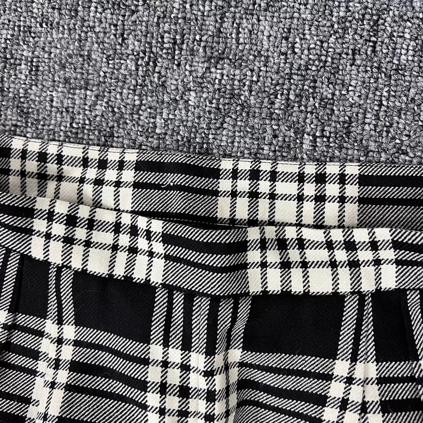 Miu Miu MIU MIU Logo Checked Black/White Wide-Leg Trousers Size 24" / US 00 / IT 34 - 7 Thumbnail