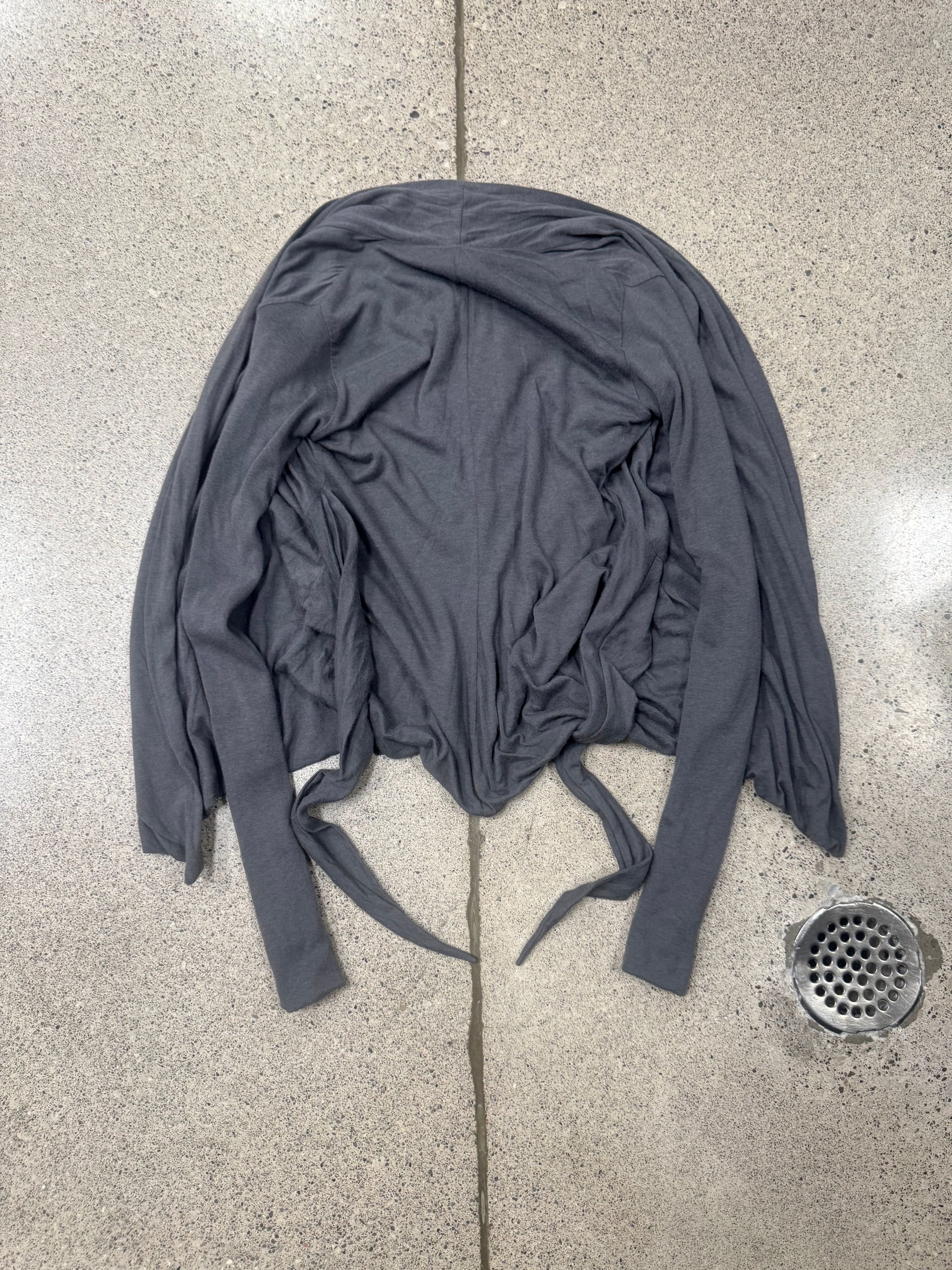 Rick Owens 2000s Rick Owens ‘Lilies’ Dark Grey Tie Up Cardigan Size M / US 6-8 / IT 42-44 - 4 Thumbnail