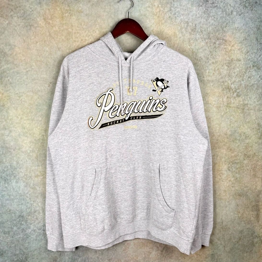 NHL × Reebok × Vintage VTG Y2K Pittsburgh Penguins Hoodie Sweatshirt L Gray NHL Size US L / EU 52-54 / 3 - 1 Thumbnail