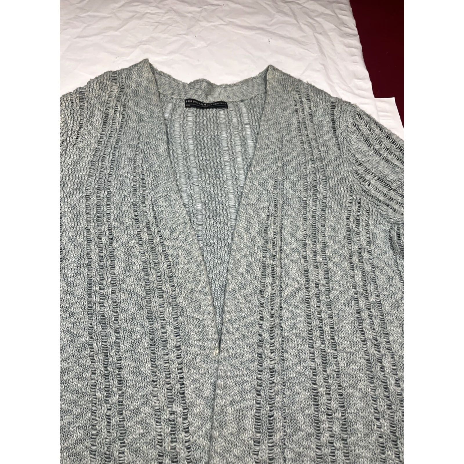 Vintage Peruvian Connection Light Blue Open Front Cardigan Sweater Pima Cotton Womens LG Size L / US 10 / IT 46 - 4 Thumbnail