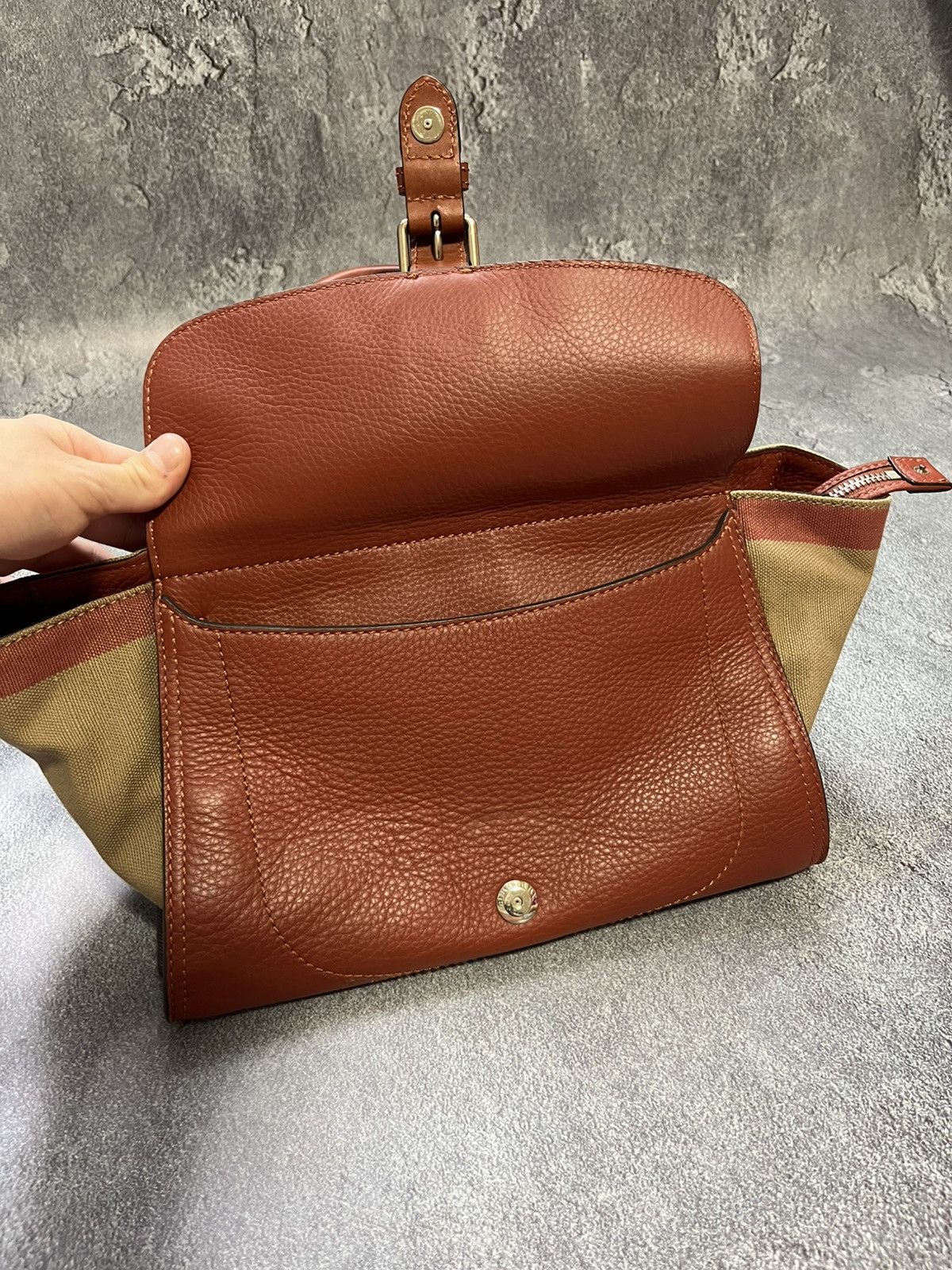 Burberry Burberry Brown Check Canvas/Leather Tote Bag Size ONE SIZE - 2 Thumbnail