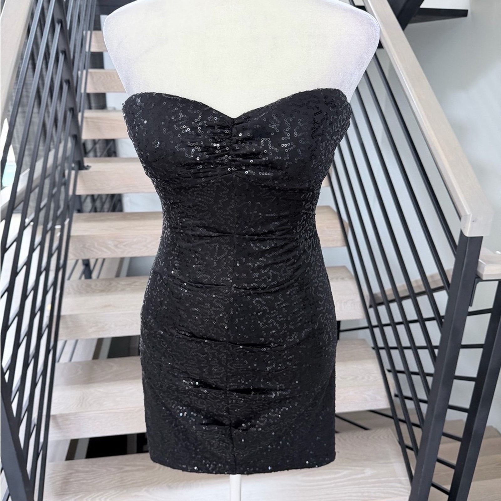 Other New Y2K Black Sequin Mini Strapless Dress size XS Size XS / US 0-2 / IT 36-38 - 1 Thumbnail