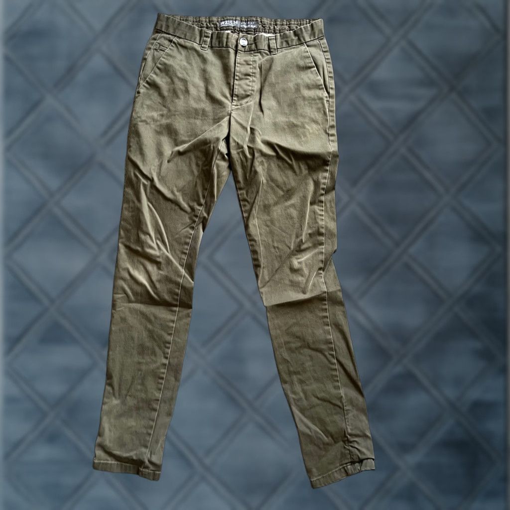 Denim & Co. Denim Co. Stretch Slim Chino Pants Men's 32x32 Green Flat Front Slash Pocket Size US 32 / EU 48 - 1 Thumbnail