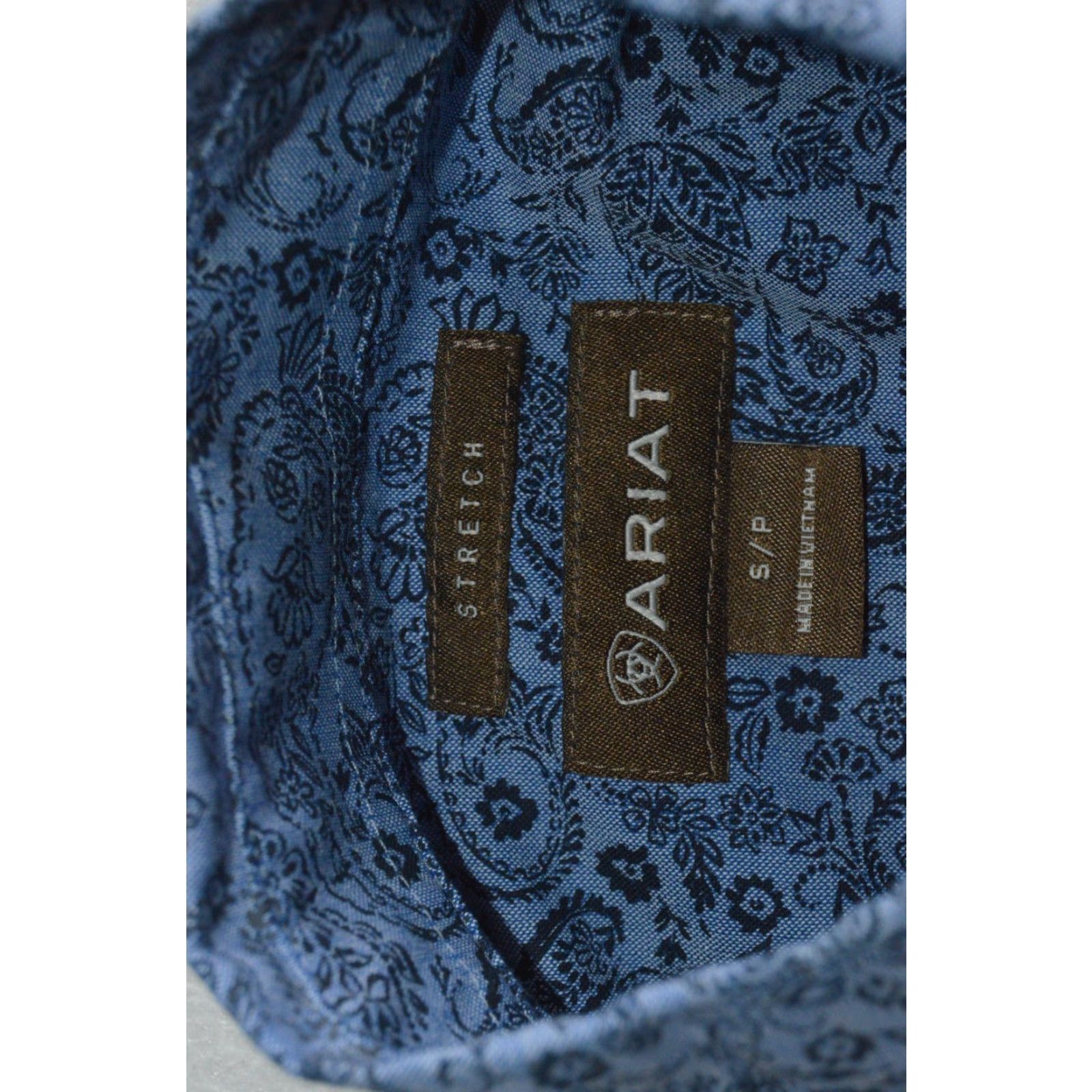 Ariat Ariat Paisley L/S Western Cowboy Button Up Shirt Indigo Paisley Sz S Stretch - Mens Shirt Size US S / EU 44-46 / 1 - 4 Thumbnail